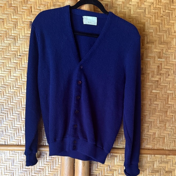Vintage Kings Road Navy Blue Sears Men’s Store Button-Up Cardigan - Picture 1 of 5
